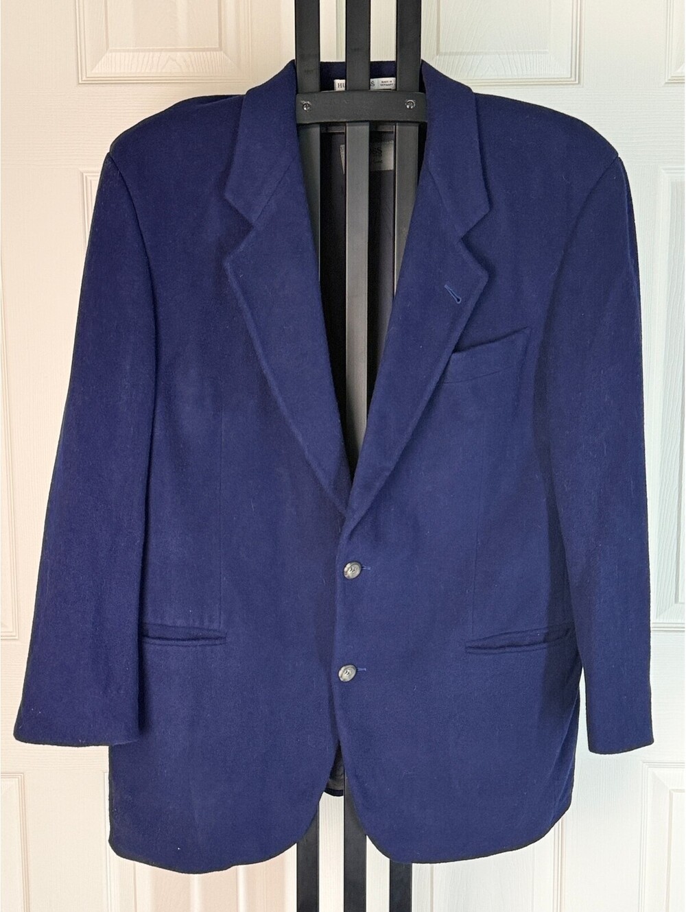Hugo Boss Blazer 44R Mens Navy Blue Angora Wool Sport Coat Jacket Easy Line